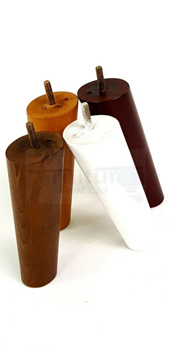 4x WOODEN ANGLED SOFA LEGS 150mm High CHAIR FURNITURE REPLACEMENT FEET M8(8mm) - Image 4