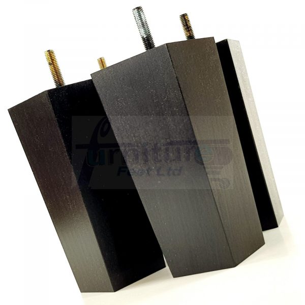 Square Wood Legs Replacement Tapered Furniture Feet 100 - 240mm High M8 Black - Image 4