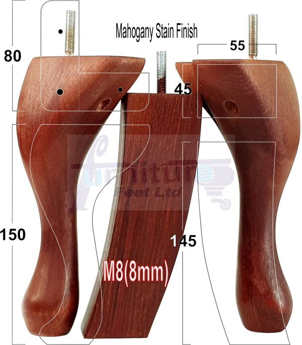 2 Traditional Queen Anne Furniture Legs & 2 Curved Feet 150mm Sofa Chair Bed M8 - Image 34