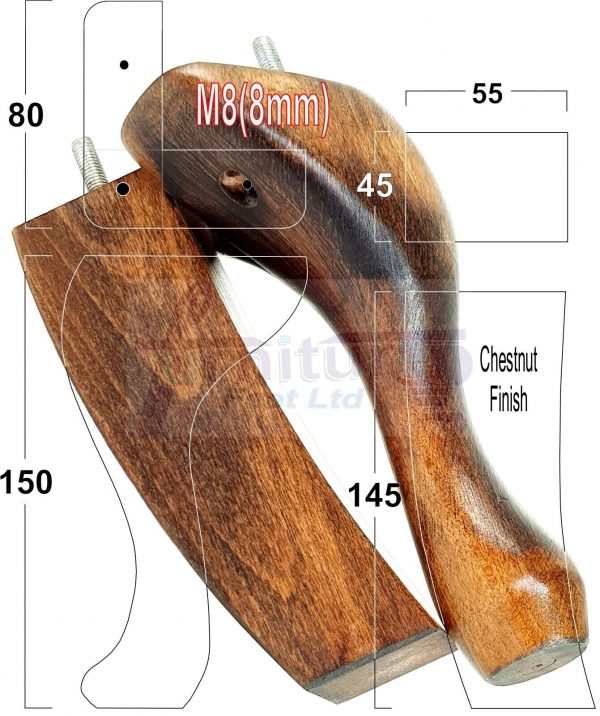 2 Traditional Queen Anne Furniture Legs & 2 Curved Feet 150mm Sofa Chair Bed M8 - Image 42