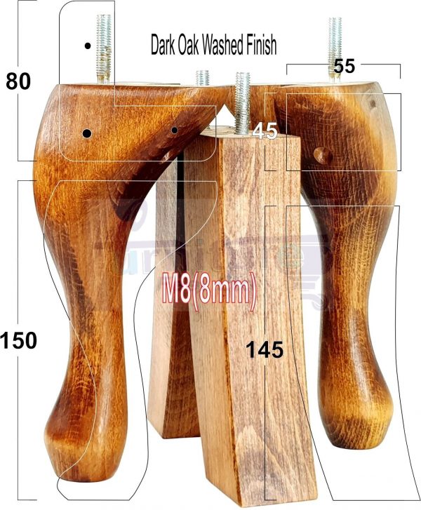 2 Traditional Queen Anne Furniture Legs & 2 Curved Feet 150mm Sofa Chair Bed M8 - Image 18