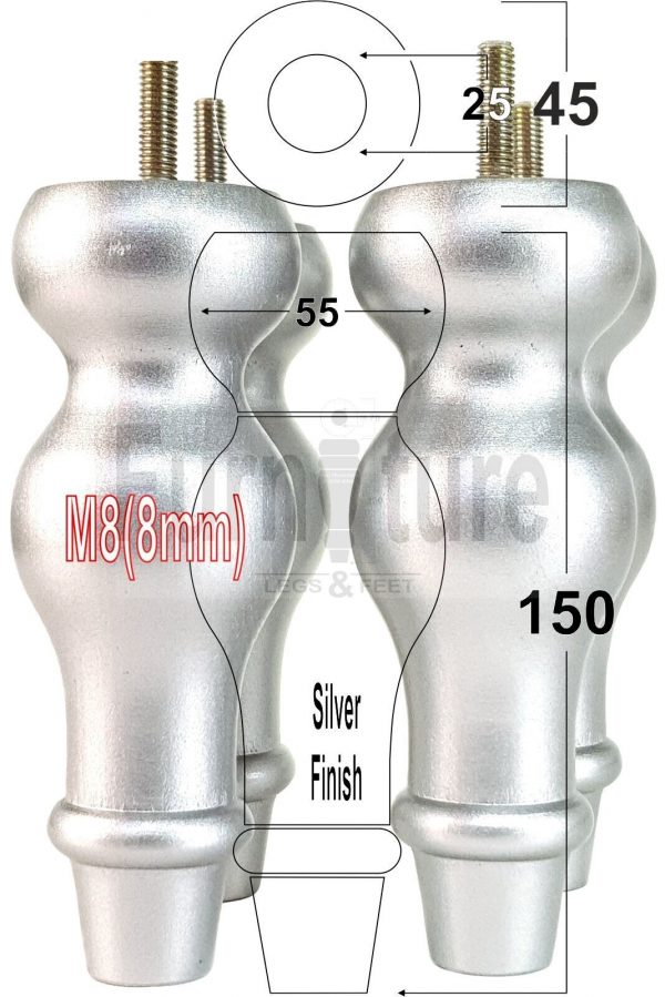 4 Replacement Turned Wood Furniture Sofa Leg M8 Chair Settee Bun Feet 150mm High - Image 29
