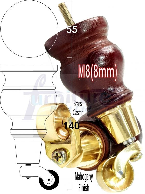 4 Wood Furniture Sofa Legs M8 Castor Replacment Chair Settee Feet 140mm or 150mm - Image 14