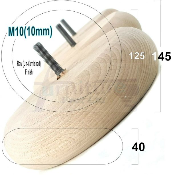 4x BUN WOOD REPLACEMENT FURNITURE CHAIR LEGS M10(10mm) - SETTEE FEET 40mm HIGH - Image 26
