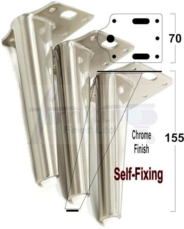 4x METAL FURNITURE LEGS 155mm HIGH SELF-FIXING FEET FOR SOFA CHAIR CABINETS BED - Image 11