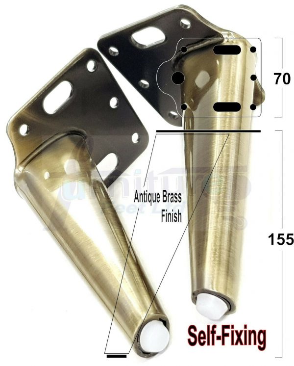 4x METAL FURNITURE LEGS 155mm HIGH SELF-FIXING FEET FOR SOFA CHAIR CABINETS BED - Image 12