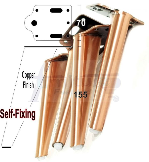 4x METAL FURNITURE LEGS 155mm HIGH SELF-FIXING FEET FOR SOFA CHAIR CABINETS BED - Image 13