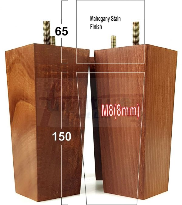 4x REPLACEMENT BLOCK WOOD FURNITURE LEGS M8(8mm) CHAIR - SETTEE FEET 150mm HIGH - Image 23