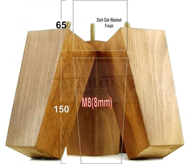 4x REPLACEMENT BLOCK WOOD FURNITURE LEGS M8(8mm) CHAIR - SETTEE FEET 150mm HIGH - Image 19