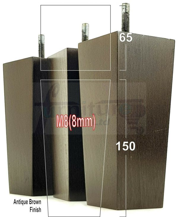 4x REPLACEMENT BLOCK WOOD FURNITURE LEGS M8(8mm) CHAIR - SETTEE FEET 150mm HIGH - Image 14