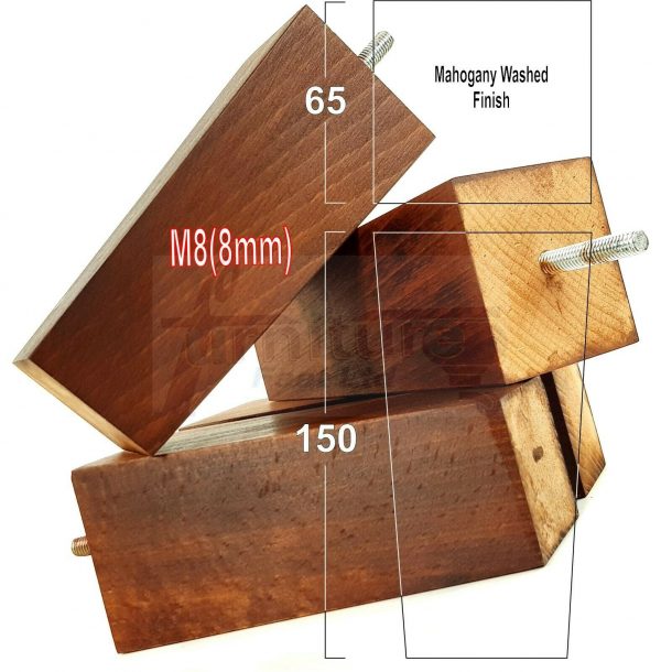 4x REPLACEMENT BLOCK WOOD FURNITURE LEGS M8(8mm) CHAIR - SETTEE FEET 150mm HIGH - Image 24
