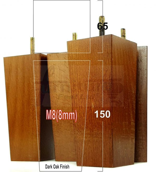 4x REPLACEMENT BLOCK WOOD FURNITURE LEGS M8(8mm) CHAIR - SETTEE FEET 150mm HIGH - Image 18