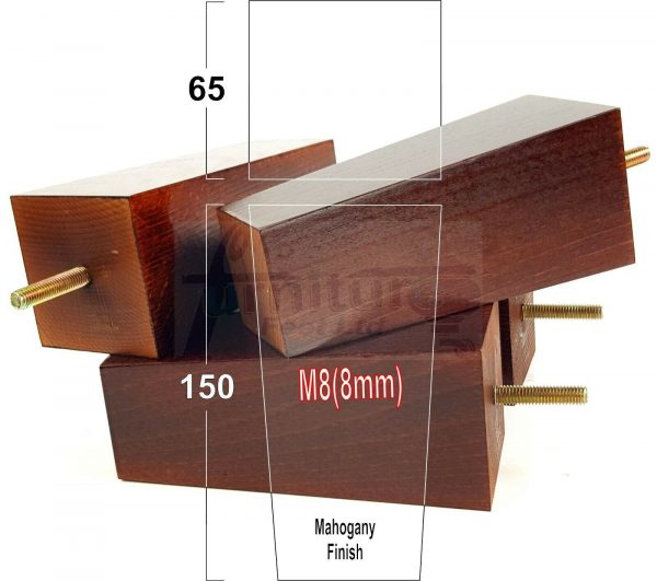 4x REPLACEMENT BLOCK WOOD FURNITURE LEGS M8(8mm) CHAIR - SETTEE FEET 150mm HIGH - Image 22