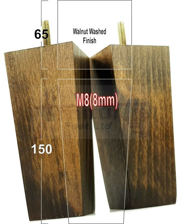 4x REPLACEMENT BLOCK WOOD FURNITURE LEGS M8(8mm) CHAIR - SETTEE FEET 150mm HIGH - Image 20
