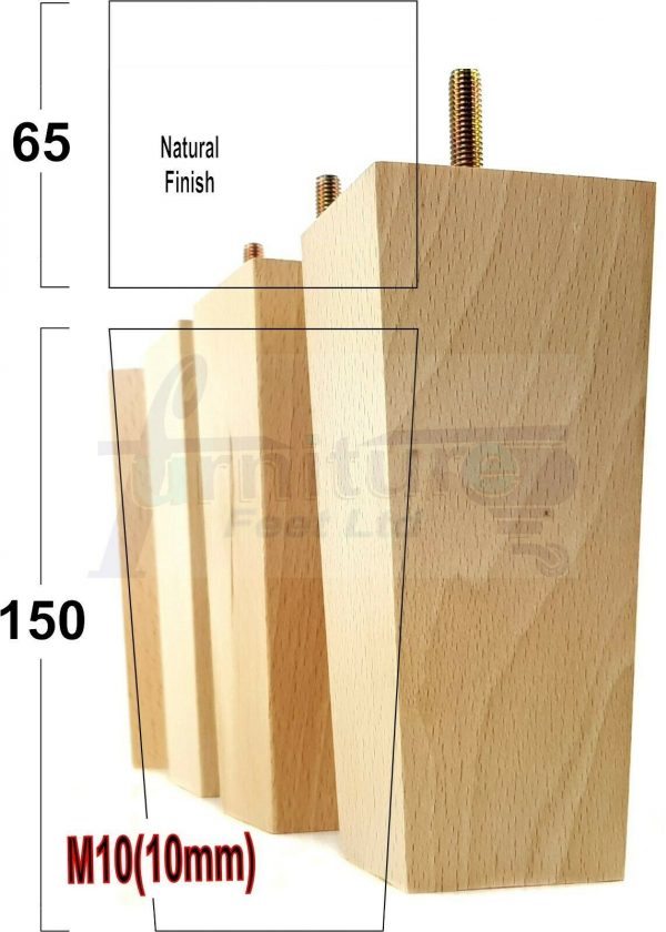 4x REPLACEMENT BLOCK WOOD FURNITURE LEGS M8(8mm) CHAIR - SETTEE FEET 150mm HIGH - Image 26