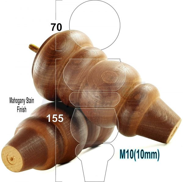 4x REPLACEMENT WOOD FURNITURE SOFA LEGS M10(10mm) CHAIR - SETTEE FEET 155mm HIGH - Image 21