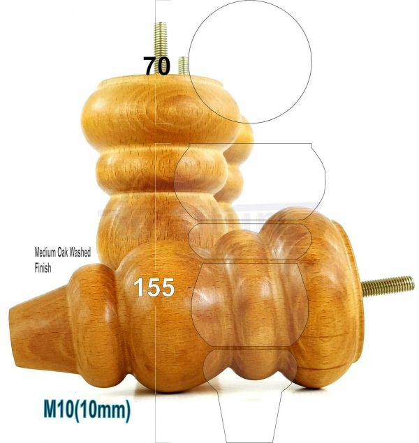 4x REPLACEMENT WOOD FURNITURE SOFA LEGS M10(10mm) CHAIR - SETTEE FEET 155mm HIGH - Image 23