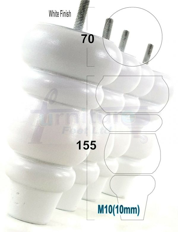 4x REPLACEMENT WOOD FURNITURE SOFA LEGS M10(10mm) CHAIR - SETTEE FEET 155mm HIGH - Image 31
