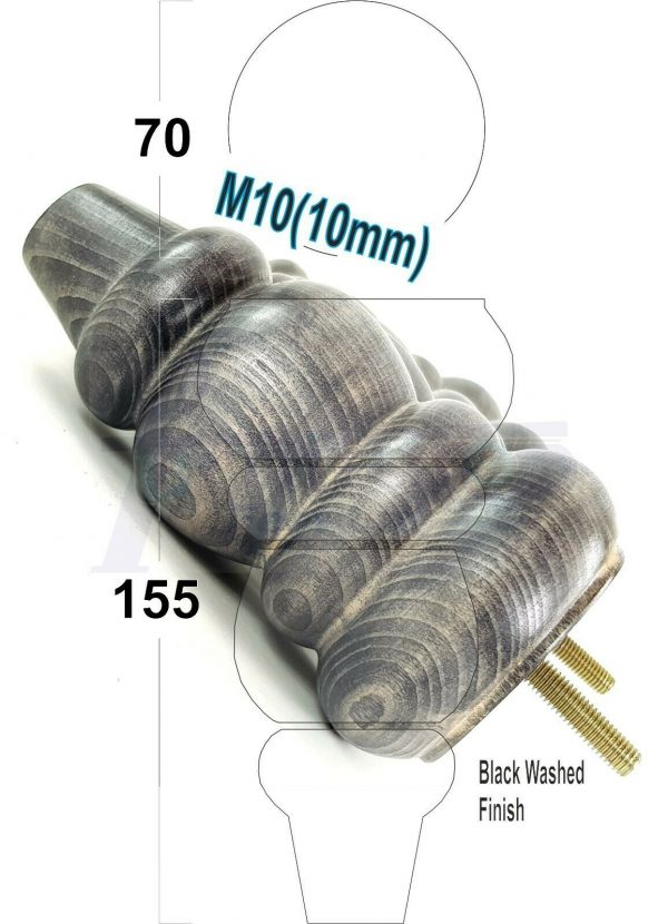 4x REPLACEMENT WOOD FURNITURE SOFA LEGS M10(10mm) CHAIR - SETTEE FEET 155mm HIGH - Image 14