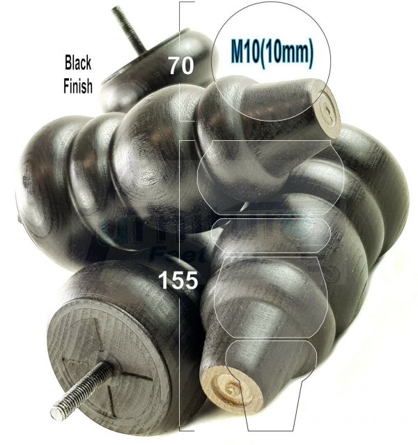 4x REPLACEMENT WOOD FURNITURE SOFA LEGS M10(10mm) CHAIR - SETTEE FEET 155mm HIGH - Image 13