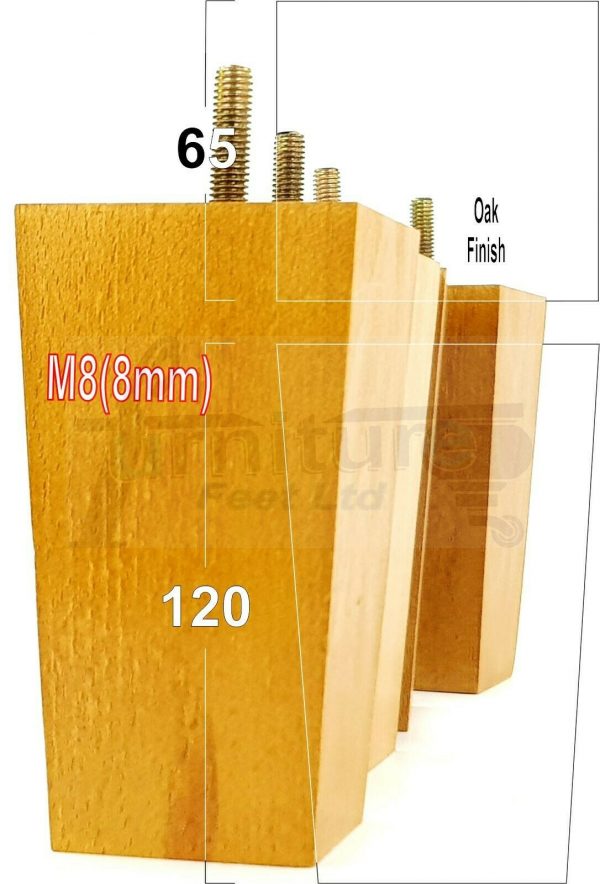 4x REPLACEMENT WOOD FURNITURE SOFA LEGS M8(8mm) CHAIR - SETTEE FEET 120mm HIGH - Image 25