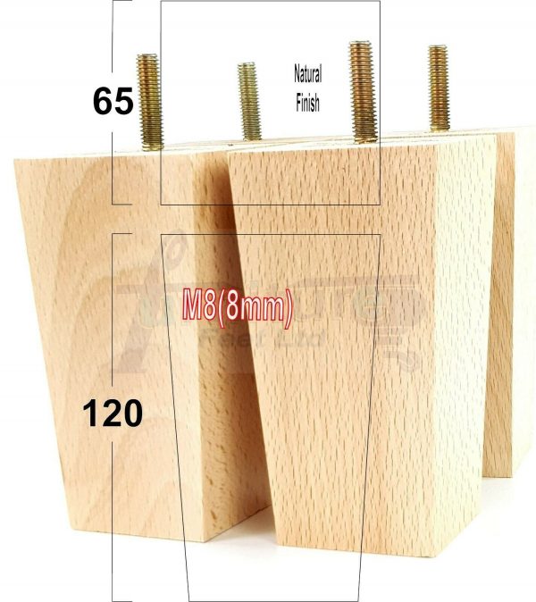 4x REPLACEMENT WOOD FURNITURE SOFA LEGS M8(8mm) CHAIR - SETTEE FEET 120mm HIGH - Image 24