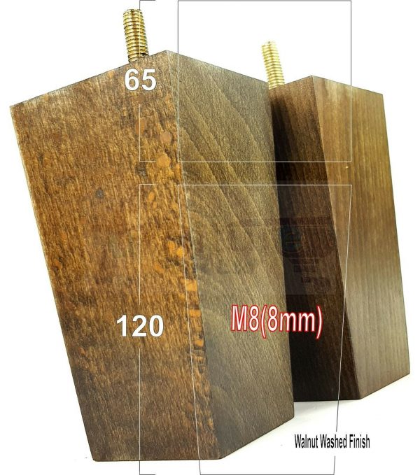 4x REPLACEMENT WOOD FURNITURE SOFA LEGS M8(8mm) CHAIR - SETTEE FEET 120mm HIGH - Image 18