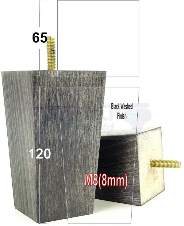 4x REPLACEMENT WOOD FURNITURE SOFA LEGS M8(8mm) CHAIR - SETTEE FEET 120mm HIGH - Image 14