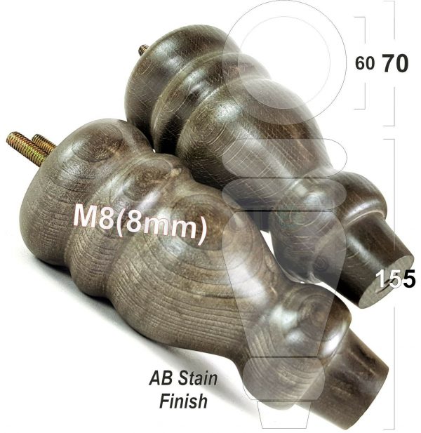 4x REPLACEMENT WOOD FURNITURE SOFA LEGS M8(8mm) CHAIR - SETTEE FEET 155mm HIGH - Image 15