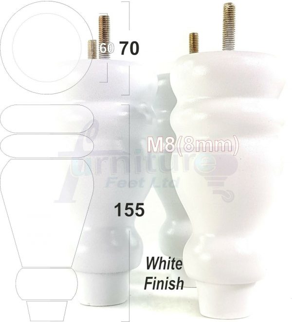 4x REPLACEMENT WOOD FURNITURE SOFA LEGS M8(8mm) CHAIR - SETTEE FEET 155mm HIGH - Image 34
