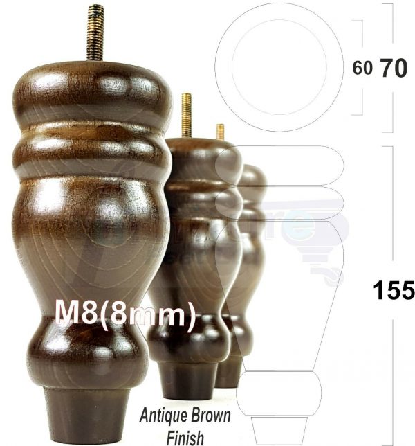 4x REPLACEMENT WOOD FURNITURE SOFA LEGS M8(8mm) CHAIR - SETTEE FEET 155mm HIGH - Image 14