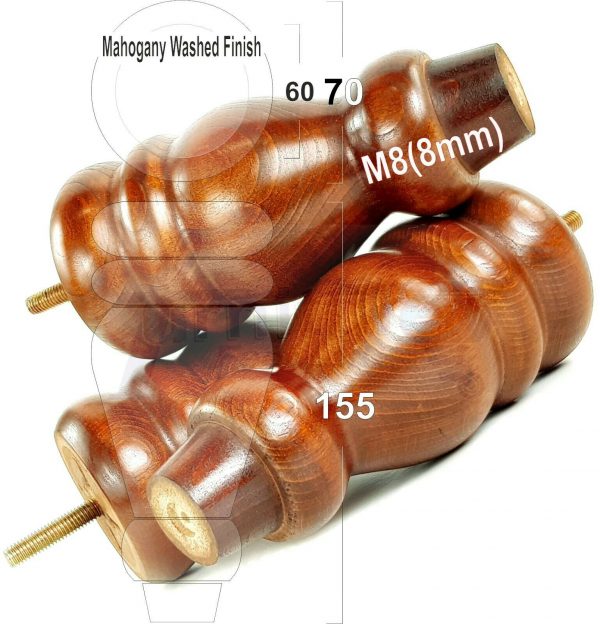 4x REPLACEMENT WOOD FURNITURE SOFA LEGS M8(8mm) CHAIR - SETTEE FEET 155mm HIGH - Image 25