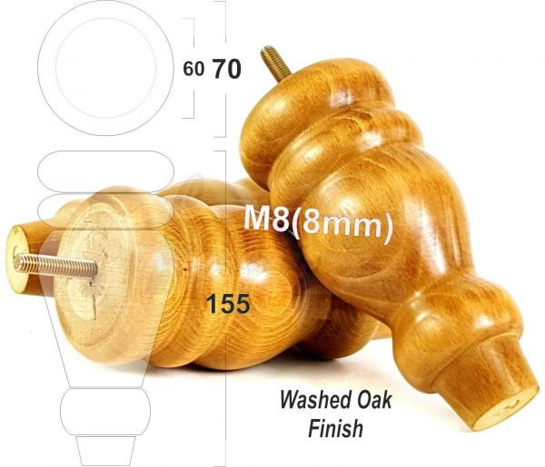 4x REPLACEMENT WOOD FURNITURE SOFA LEGS M8(8mm) CHAIR - SETTEE FEET 155mm HIGH - Image 29