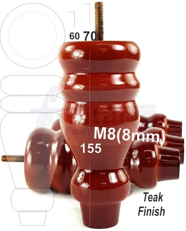4x REPLACEMENT WOOD FURNITURE SOFA LEGS M8(8mm) CHAIR - SETTEE FEET 155mm HIGH - Image 33