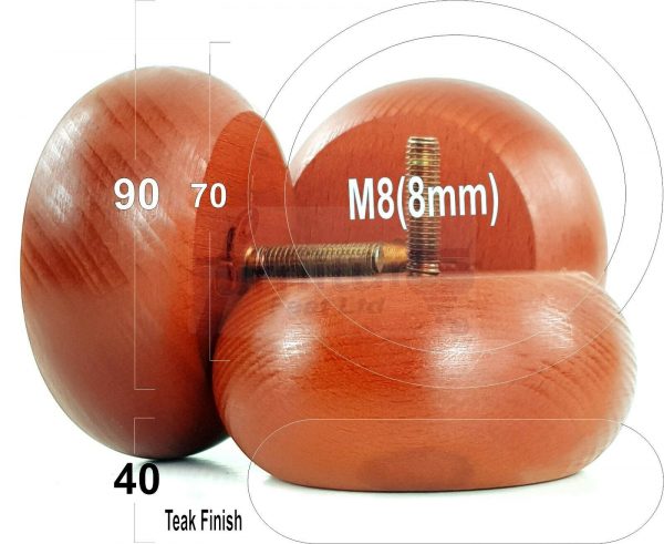 4x ROUND BUN WOODEN SOFA LEGS 40mm High CHAIR REPLACEMENT FURNITURE FEET M8(8mm) - Image 27