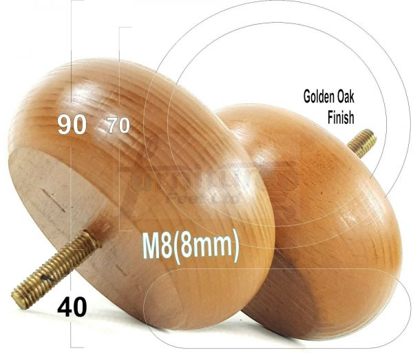 4x ROUND BUN WOODEN SOFA LEGS 40mm High CHAIR REPLACEMENT FURNITURE FEET M8(8mm) - Image 19