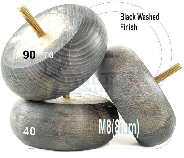 4x ROUND BUN WOODEN SOFA LEGS 40mm High CHAIR REPLACEMENT FURNITURE FEET M8(8mm) - Image 15
