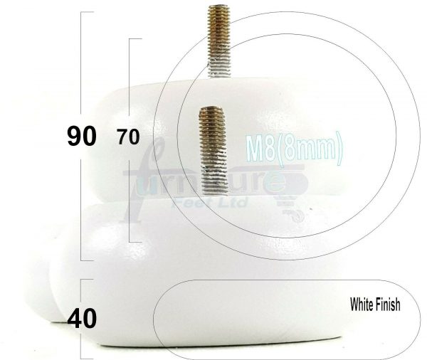 4x ROUND BUN WOODEN SOFA LEGS 40mm High CHAIR REPLACEMENT FURNITURE FEET M8(8mm) - Image 28
