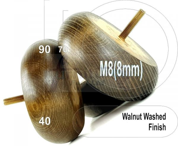 4x ROUND BUN WOODEN SOFA LEGS 40mm High CHAIR REPLACEMENT FURNITURE FEET M8(8mm) - Image 18