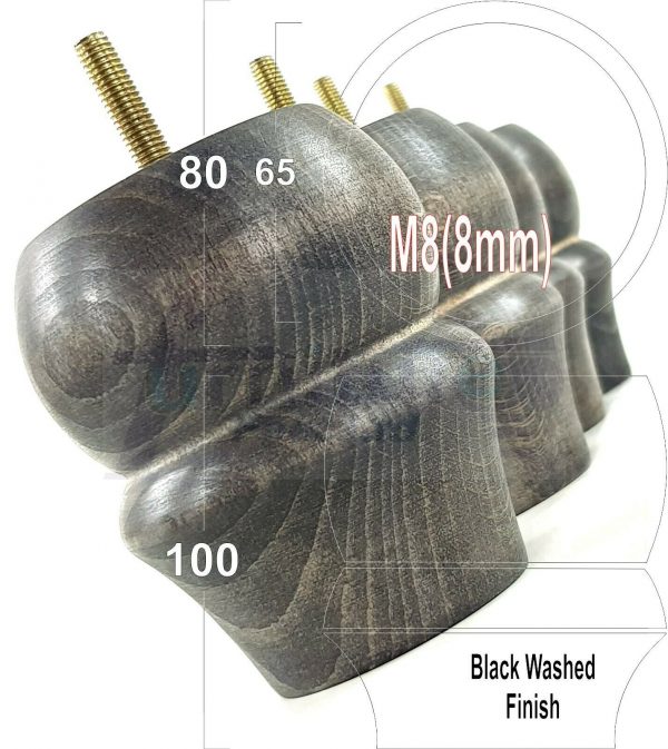 4x SOLID WOODEN FURNITURE LEGS M8(8mm) CHAIR REPLACEMENT BUN FEET 100mm HIGH - Image 7
