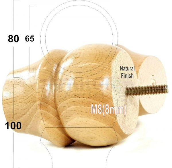 4x SOLID WOODEN FURNITURE LEGS M8(8mm) CHAIR REPLACEMENT BUN FEET 100mm HIGH - Image 18