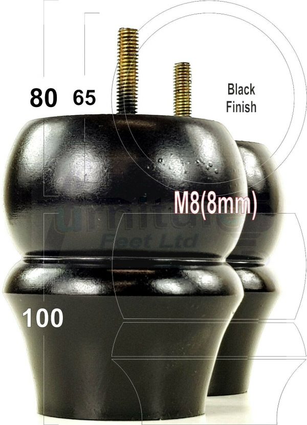 4x SOLID WOODEN FURNITURE LEGS M8(8mm) CHAIR REPLACEMENT BUN FEET 100mm HIGH - Image 6