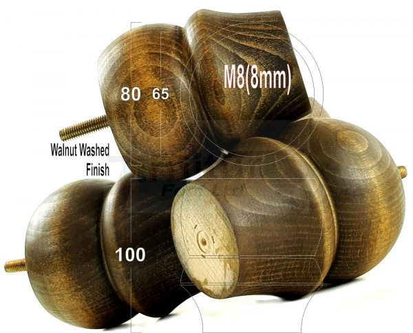 4x SOLID WOODEN FURNITURE LEGS M8(8mm) CHAIR REPLACEMENT BUN FEET 100mm HIGH - Image 10