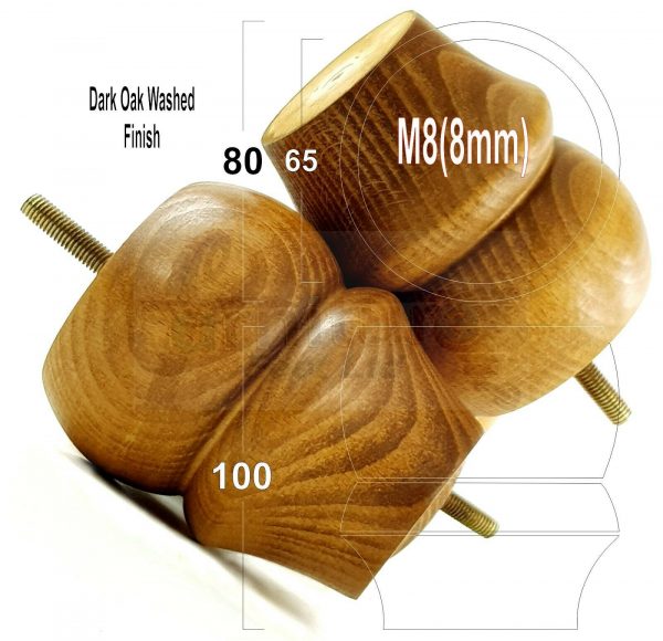 4x SOLID WOODEN FURNITURE LEGS M8(8mm) CHAIR REPLACEMENT BUN FEET 100mm HIGH - Image 9