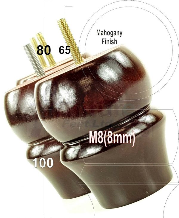 4x SOLID WOODEN FURNITURE LEGS M8(8mm) CHAIR REPLACEMENT BUN FEET 100mm HIGH - Image 14
