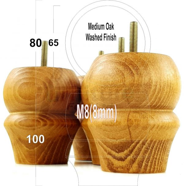 4x SOLID WOODEN FURNITURE LEGS M8(8mm) CHAIR REPLACEMENT BUN FEET 100mm HIGH - Image 17