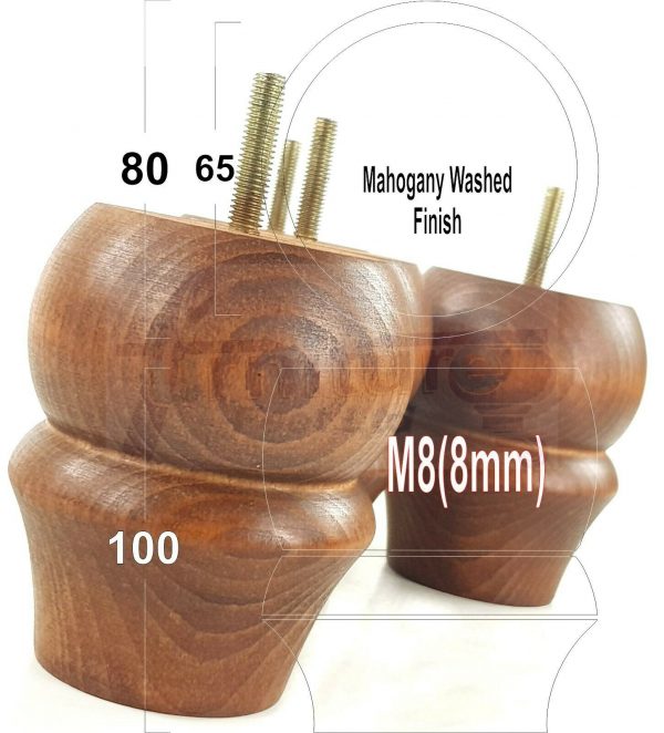 4x SOLID WOODEN FURNITURE LEGS M8(8mm) CHAIR REPLACEMENT BUN FEET 100mm HIGH - Image 16