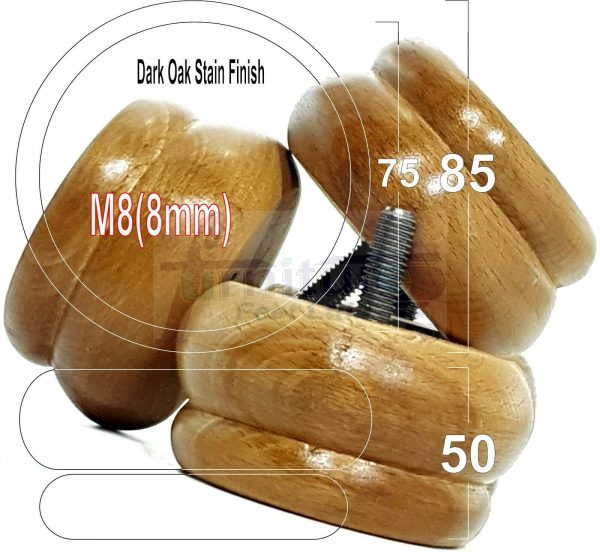 4x SOLID WOODEN FURNITURE LEGS M8(8mm) CHAIR REPLACEMENT BUN FEET 50mm HIGH - Image 27