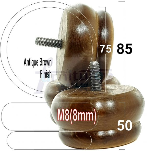 4x SOLID WOODEN FURNITURE LEGS M8(8mm) CHAIR REPLACEMENT BUN FEET 50mm HIGH - Image 14