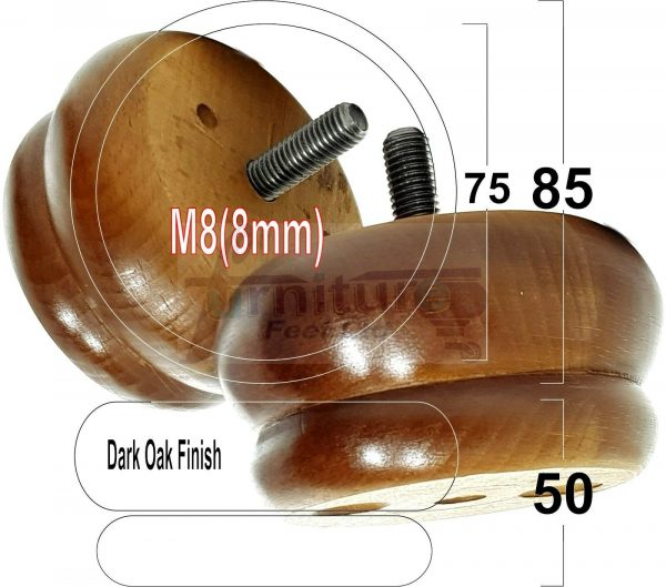 4x SOLID WOODEN FURNITURE LEGS M8(8mm) CHAIR REPLACEMENT BUN FEET 50mm HIGH - Image 18